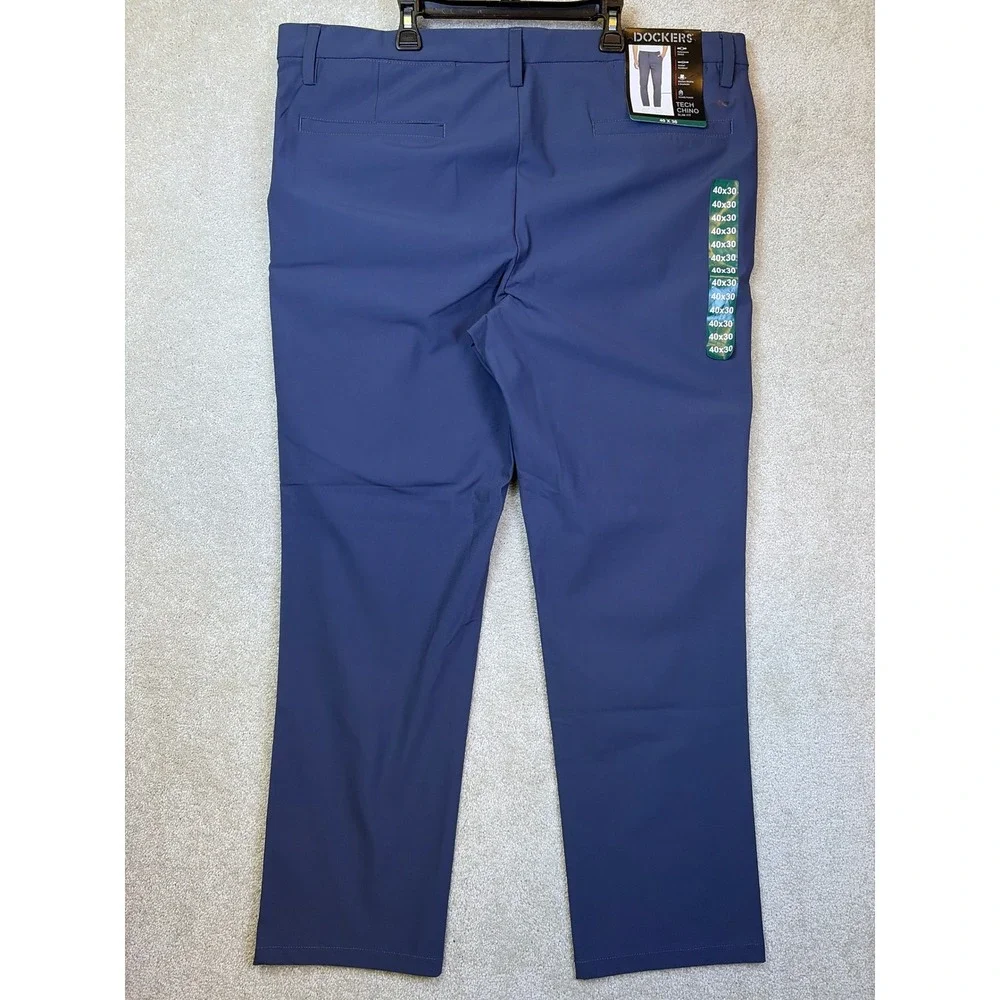 Dockers Tech Chino Pants Mens 40x30 Navy Slim Fit Performance Stretch DM35WB605S